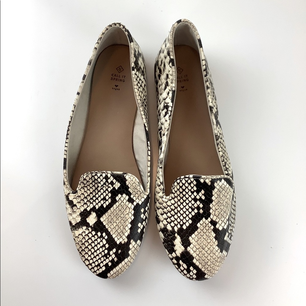Call It Spring Vegan Snakeskin Loafers Flats 8.5
